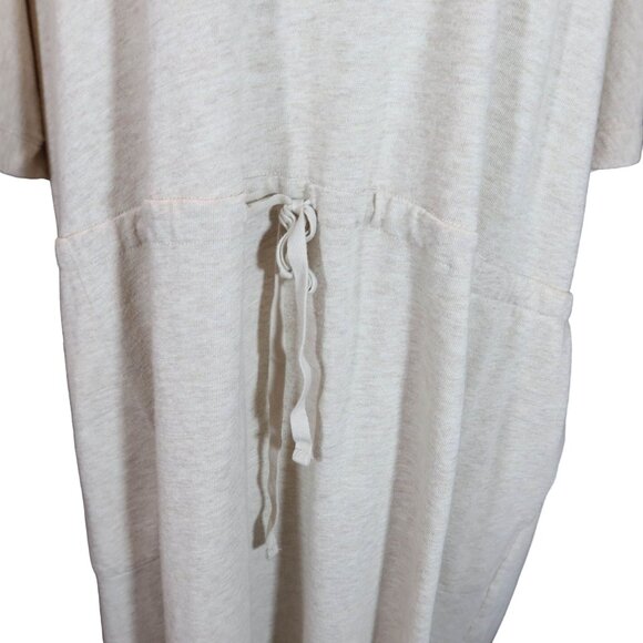 LANDS END Tan Heather Cowl Short Sleeve Sweatshirt Dress w/ Pockets Size 3X - Picture 4 of 9